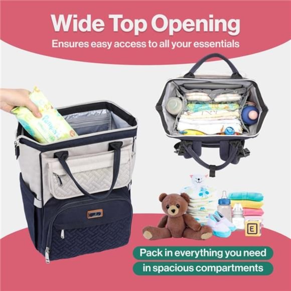 Diaper Bag Backpack,Multifunction Large Bags with Changing Pad & Stroller Straps - Picture 2 of 5